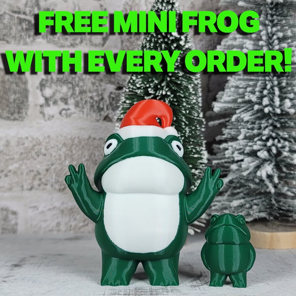 Cheeky Santa Peace Frog | Stocking Stuffer | Christmas Decoration | 3D Printed